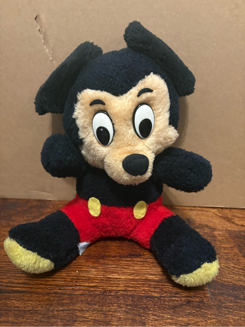 Vintage Disney Mickey Mouse Plush Plastic Eyes Red Shorts